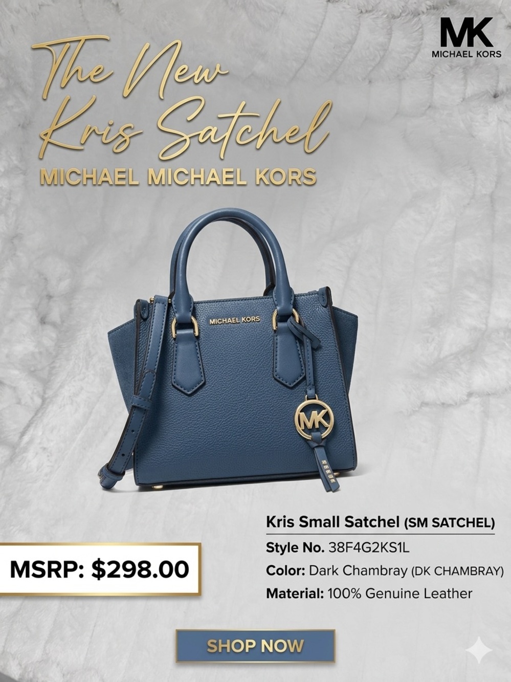 Michael Kors Dark Chambray Kris Small Satchel